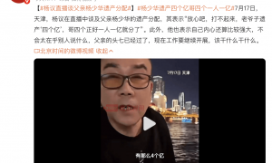 杨议直播谈父亲杨少华遗产分配 称四个兄弟各分到一亿